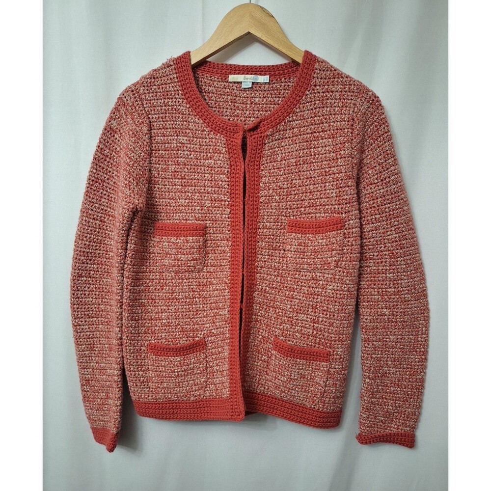 Boden Cardigan Size 8 Thick Knit Sweater Cotton Long Sleeve Old Money Coquette